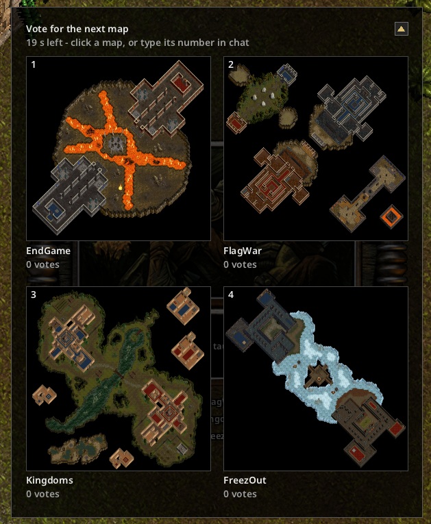NoX Core's map vote: pictures of each map seen from above